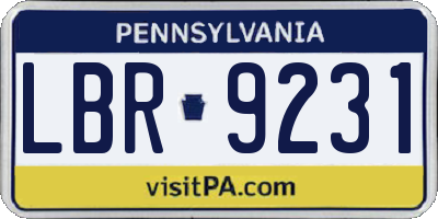 PA license plate LBR9231