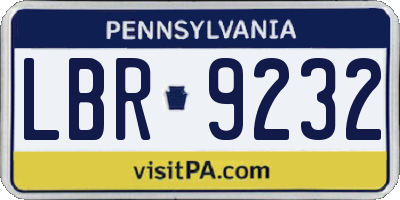 PA license plate LBR9232