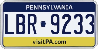 PA license plate LBR9233