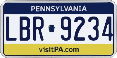 PA license plate LBR9234