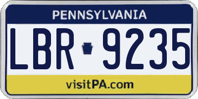 PA license plate LBR9235