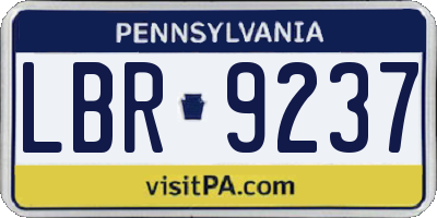 PA license plate LBR9237