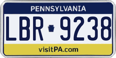 PA license plate LBR9238