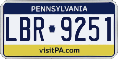 PA license plate LBR9251