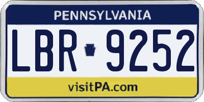 PA license plate LBR9252