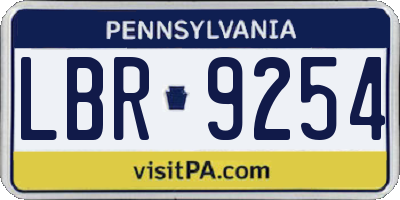 PA license plate LBR9254