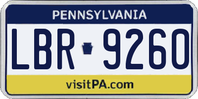 PA license plate LBR9260