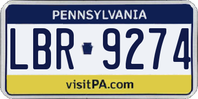 PA license plate LBR9274