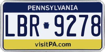 PA license plate LBR9278