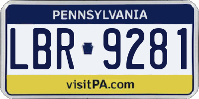 PA license plate LBR9281