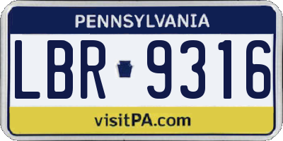 PA license plate LBR9316