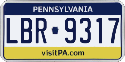PA license plate LBR9317