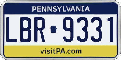 PA license plate LBR9331