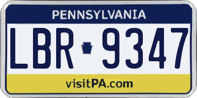 PA license plate LBR9347