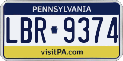 PA license plate LBR9374