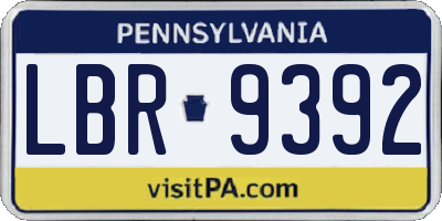 PA license plate LBR9392