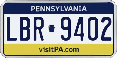 PA license plate LBR9402