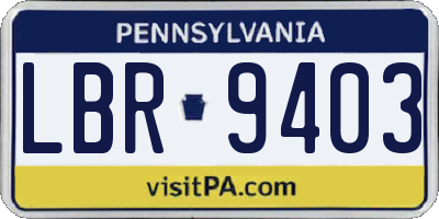 PA license plate LBR9403