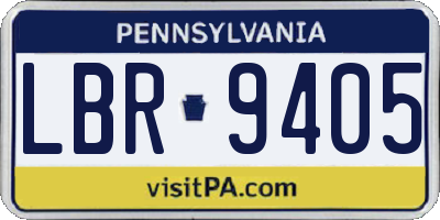 PA license plate LBR9405