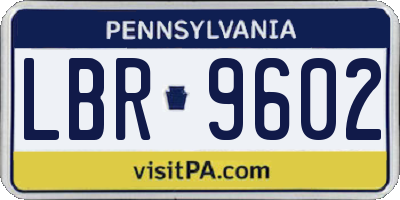 PA license plate LBR9602