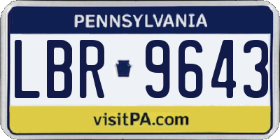 PA license plate LBR9643