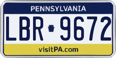 PA license plate LBR9672