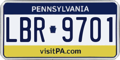 PA license plate LBR9701