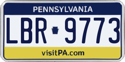 PA license plate LBR9773