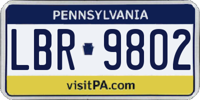 PA license plate LBR9802