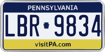 PA license plate LBR9834