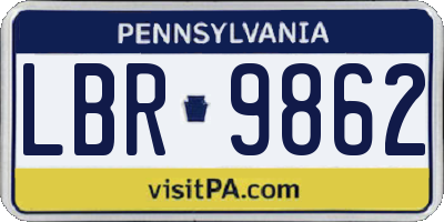 PA license plate LBR9862