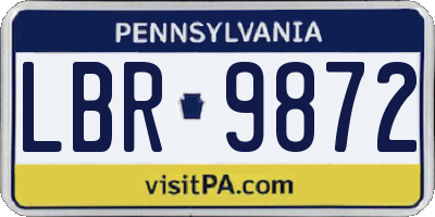 PA license plate LBR9872