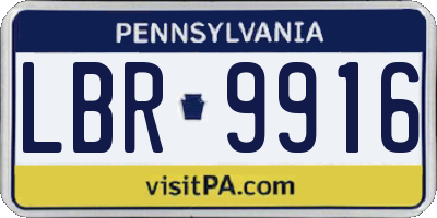 PA license plate LBR9916