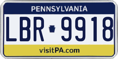 PA license plate LBR9918
