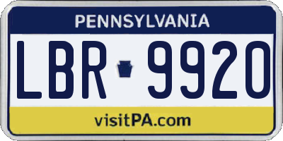 PA license plate LBR9920