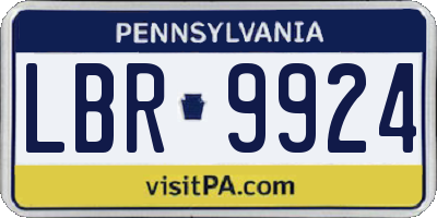 PA license plate LBR9924