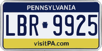 PA license plate LBR9925