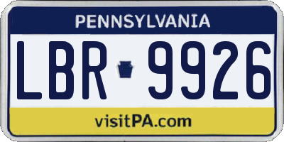 PA license plate LBR9926