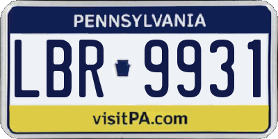PA license plate LBR9931