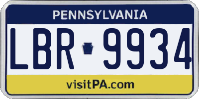 PA license plate LBR9934