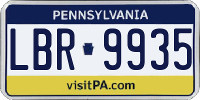 PA license plate LBR9935
