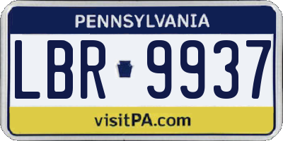 PA license plate LBR9937