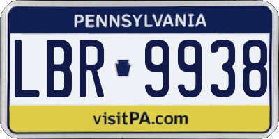 PA license plate LBR9938