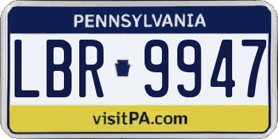 PA license plate LBR9947
