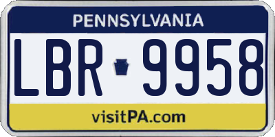 PA license plate LBR9958