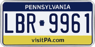 PA license plate LBR9961