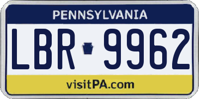PA license plate LBR9962