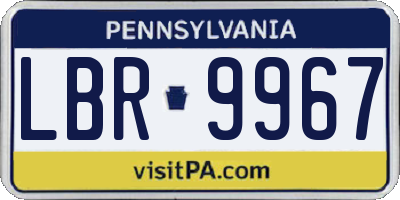 PA license plate LBR9967