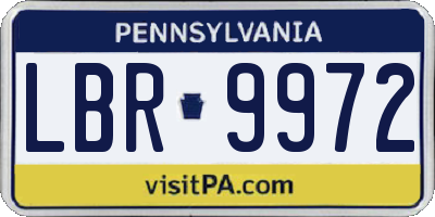 PA license plate LBR9972