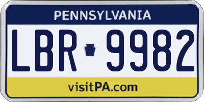 PA license plate LBR9982